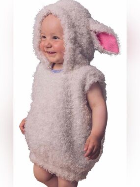 Baby Lamb Fuzzy Hooded Costume with Pink Ears